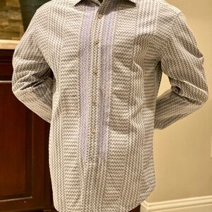 Robert Graham Geometric Patterned Shirt in Gray and Purple